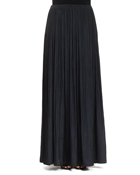 Lyst Lanvin Long Pleated Washed Satin Skirt In Black