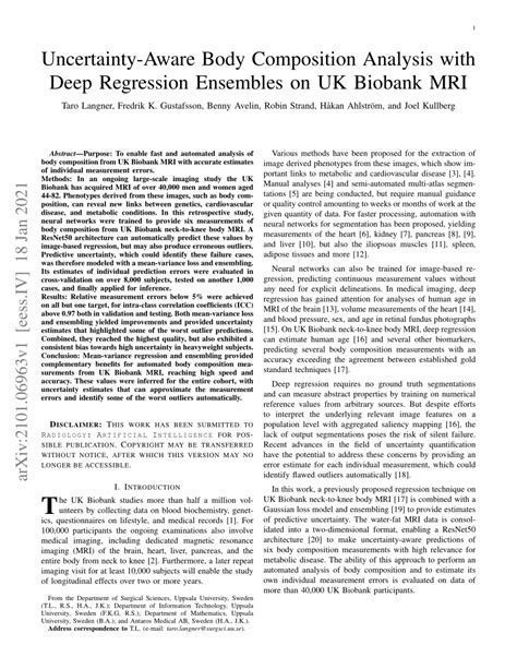 PDF Uncertainty Aware Body Composition Analysis With Deep Regression