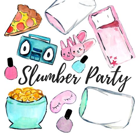 slumber party clipart sleep over party graphics digital etsy