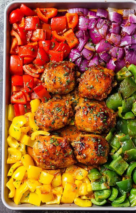 Chicken thighs are cheap, moist and easy to cook, perfect for midweek check out our easy chicken thigh recipes, including baked chicken thighs. Chicken Sheet-Pan Dinner with Honey Chili Sauce — Eatwell101
