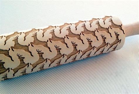 Rolling Pin With Deer Embossing Rolling Pin With Leaping Etsy Uk