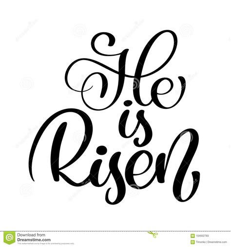 He Is Risen Text Christian Hand Lettering Calligraphy Greeting
