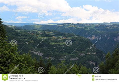 Panorama Of The Mountains Of Asiago Village In Italy Stock Photo