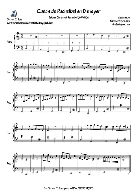 Tubescore Pachelbels Canon In D Major Key Easy Piano Sheet Music By