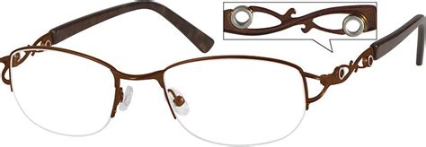 Brown Stainless Steel Half Rim Frame With Designer Temples 4913