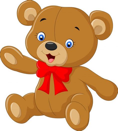 Dessin Animé Nounours Agitant La Main Vecteur Premium Teddy Bear