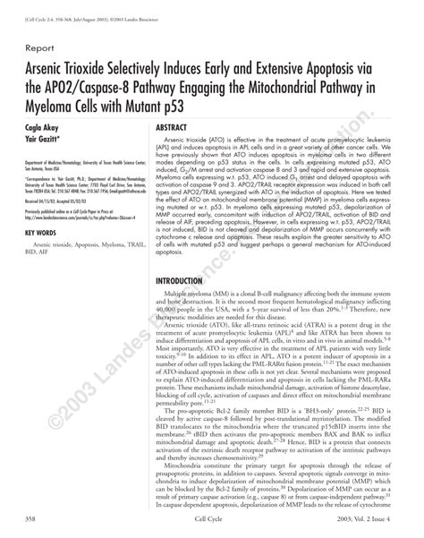 Pdf Arsenic Trioxide Selectively Induces Early And Extensive