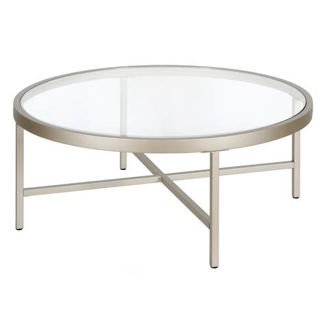 Evelyn Zoe Contemporary Round Coffee Table With Glass Top Walmart Com