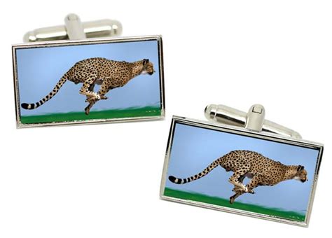 Uk T Shop Cheetah Rectangle Cufflinks In Chrome Box