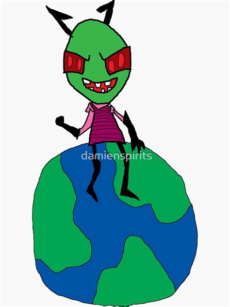 Invader Zim On Earth Sticker By Damienspirits Redbubble