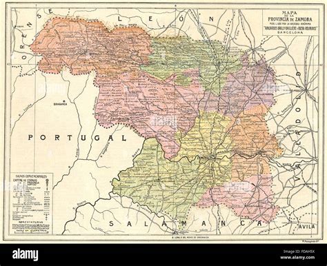 Spain Mapa De La Provincia De Zamora 1913 Stock Photo Alamy