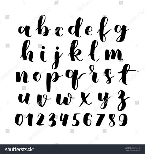 Black White Hand Lettering Alphabet Design Vector De Stock Libre De