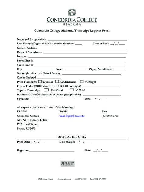Transcript Concordia College Form Fill Out And Sign Printable PDF Template SignNow
