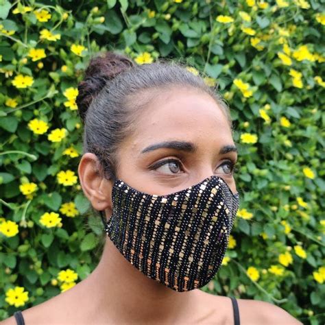 Fancy Black And Gold Face Mask 100 Cotton Reusable Etsy