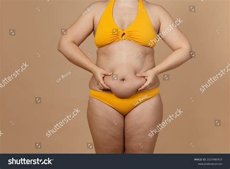 Cropped Image Overweight Fat Naked Woman Stock Photo