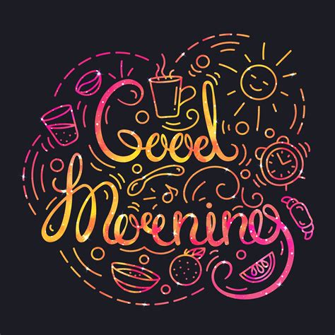 Good Morning Poster with Lettering and Space Texture. 333466 Vector Art ...