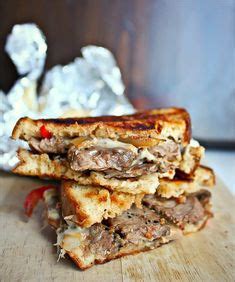 I also saved the leftover cooked onions and green peppers and used them for this recipe. Cheesy Beef Panini - roast beef, melty cheese, onions, peppers, and garlic toasted in a toasted ...