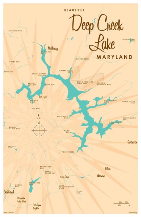 Deep Creek Lake Md Map Print