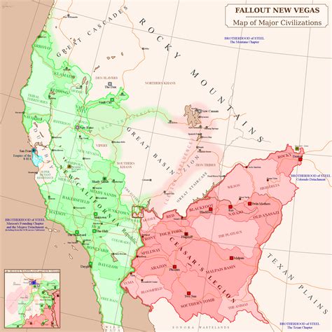 Fallout New Vegas Map Of West Coast Civilizations Imaginarymaps