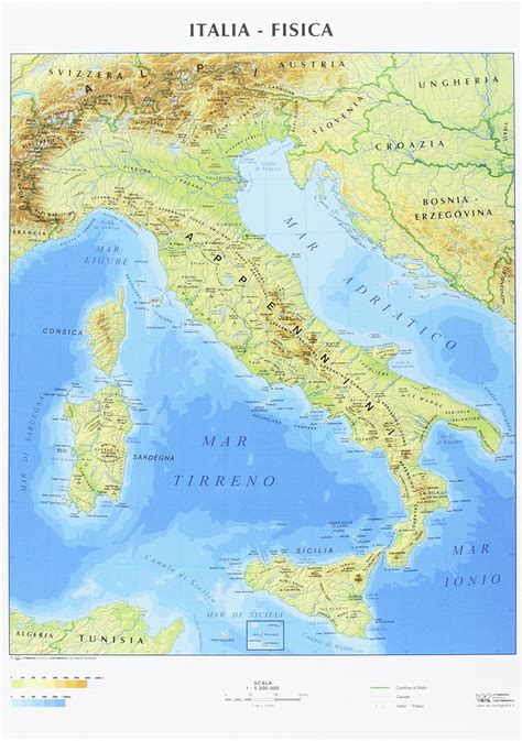 Italia Fisica Mappa Carta Geo Europa
