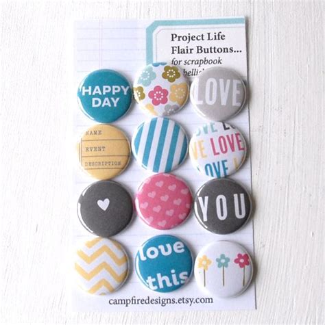 Project Life Flair Buttons Or Badges Blush Edition Set Of 12 Flat