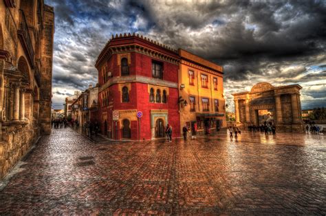 Spain Houses Hdr Street Clouds Cordoba Andalusia Cities