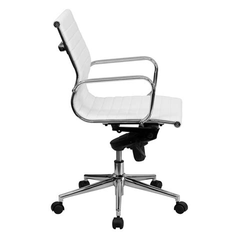 Flash Furniture Bt 9826m Wh Gg Mid Back White Ribbed Leather Executive