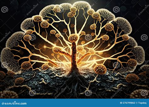Natural Fungus Mycelium Network Illustration Stock Illustration