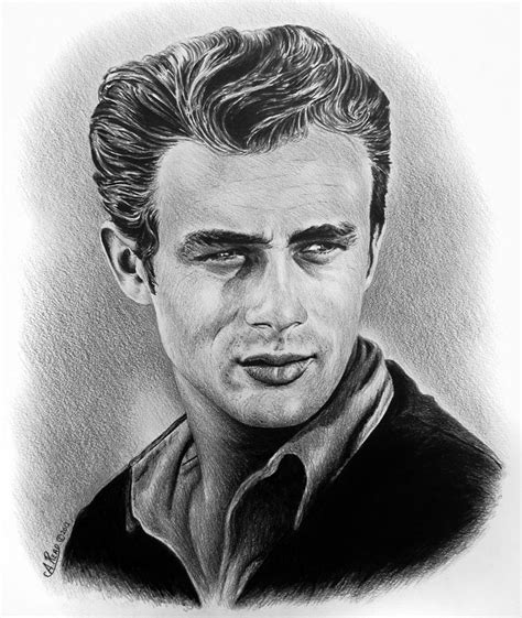 Hollywood Greats James Dean Drawing By Andrew Read