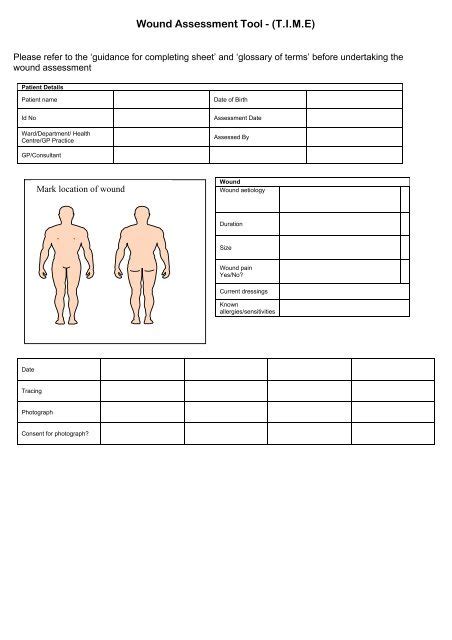 Printable Wound Assessment Tool