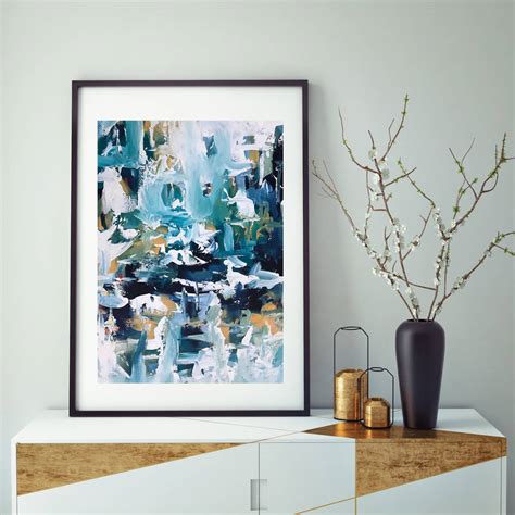 Blue Abstract Art Contemporary Modern Framed Art By Abstract House
