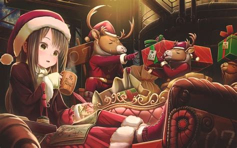 Desktop Wallpaper Christmas Anime Anime Girl Hd Image Picture