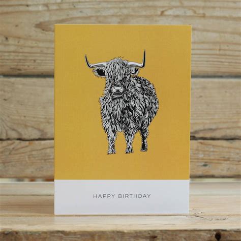 Highland Cow Happy Birthday Card By Bird