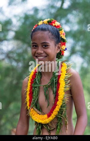 Yapese Girl In Traditional Clothing Yap Island Federated States Of