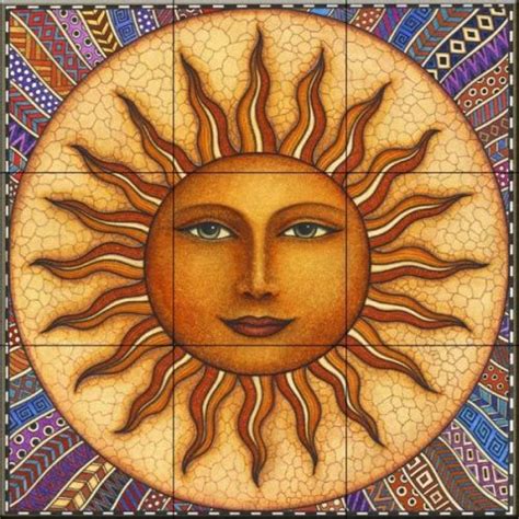 Celestial Sun Tile Mural Sun Art Moon Art Celestial Art