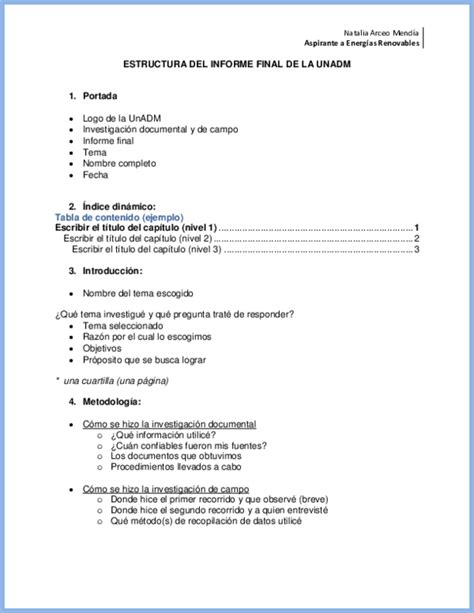 Estructura De Un Informe Back Gyoc