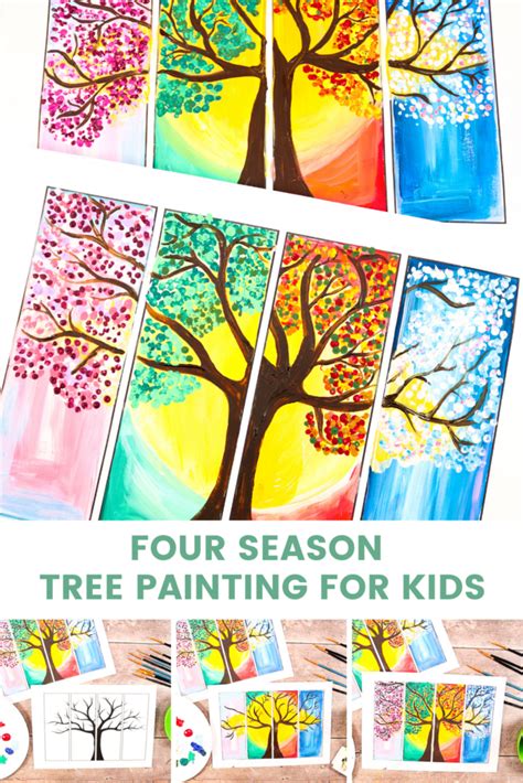 Four Seasons Tree Painting Easy Art Project For Kids Arty Crafty Kids