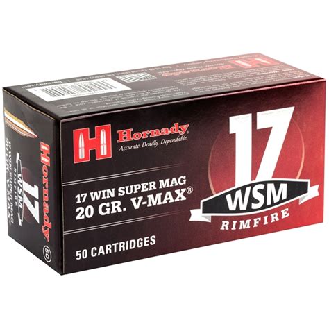 Hornady 17 Winchester Super Magnum Ammo 20 Grain Hornady V Max
