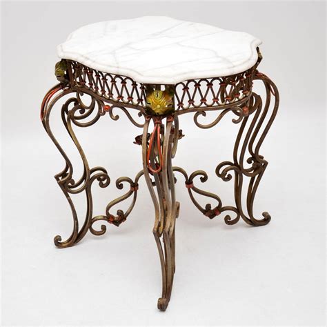 Antique Painted Iron Marble Top Table Marylebone Antiques