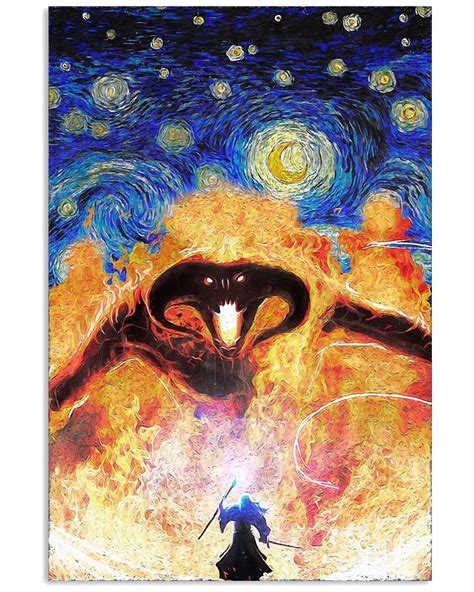 Below the exploding stars, the village is a place of quiet order. Fire Demon starry night Van Gogh Poster