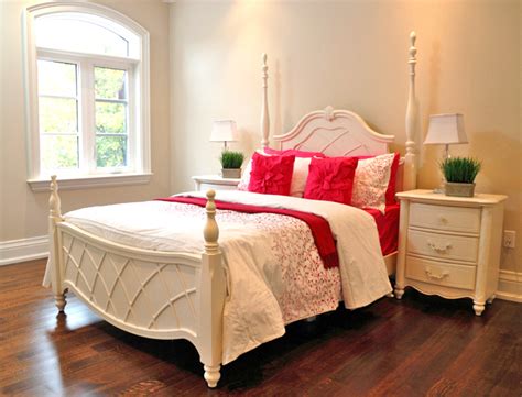 The victorian styling incroporates antiqued brass hardware, ecru painted finish and traditional carving details that will create the feeling of a room worth of a fairy tale princess. Cinderella Bed | Toronto Furniture Rental for Home Staging ...