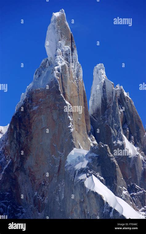 Summit Of Cerro Torre And Torre Egger Patagonia Argentina Stock Photo