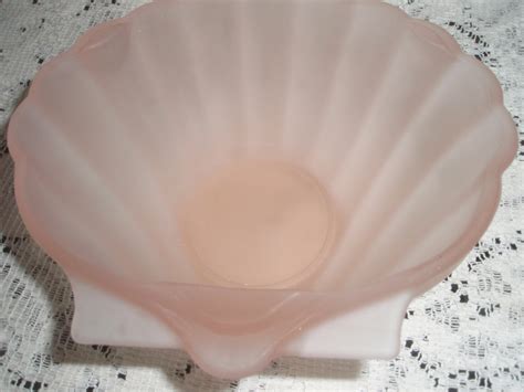 Pink Glass Bowlpink Frosted Glass Shell Shaped Dishcandy