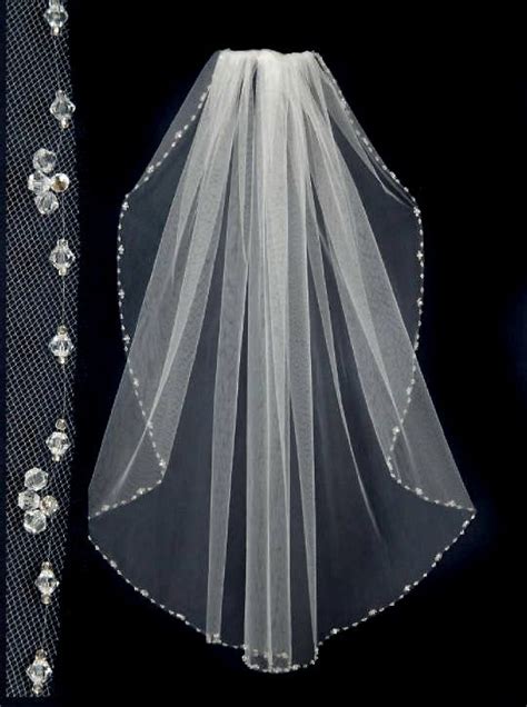 Wedding Veil With Crystal Bead And Rhinestones Edge Lace Wedding