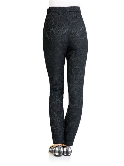 Dolce And Gabbana Jacquard High Waist Pants In Black Lyst