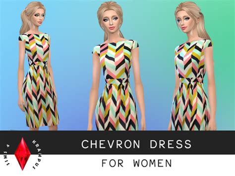 Sims4krampus Louche Carys Chevron Dress Chevron Dress Dresses
