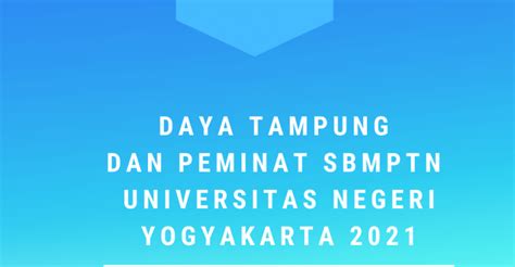 Daya Tampung Dan Peminat Sbmptn Universitas Negeri Yogyakarta 2021