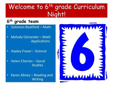 Ppt Welcome To 6 Th Grade Curriculum Night Powerpoint Presentation