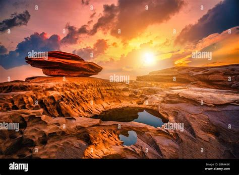 Landscape Of Sunset At Sam Phan Bok In Ubonratchathani Unseen In