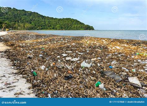 Environmental Disaster Garbage Dump On Bai Sao Beach With White Sand